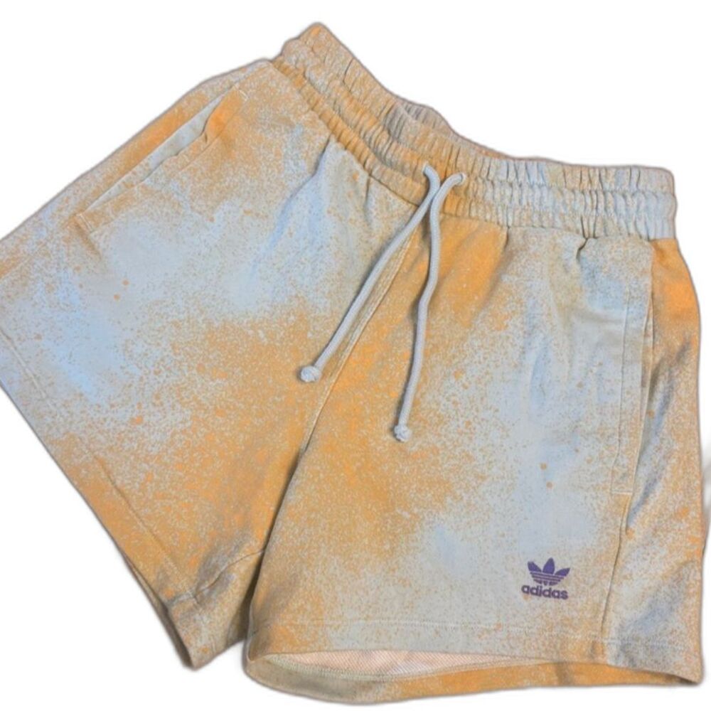 adidas Shorts Women’s Blue and Orange Spray-Dye Trefoil Shorts S